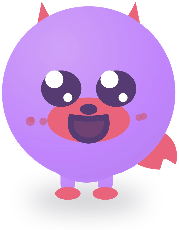Luvi, a newly hatched purple creature