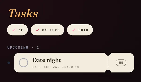 LuviDuo task list with a date night coming up
